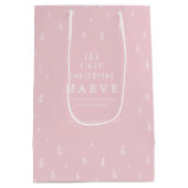 モダンミニマル赤面初めてのクリスマス ミディアムペーパーバッグ (裏面)