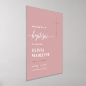 モダンミニマル金ゴールドクロスバプテスマ歓迎サイン 箔ポスター (レイダウン)