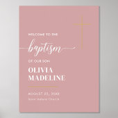 モダンミニマル金ゴールドクロスバプテスマ歓迎サイン 箔ポスター (正面)