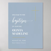 モダンミニマル金ゴールドクロスバプテスマ歓迎サイン 箔ポスター (正面)