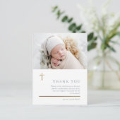 モダンミニマル金ゴールドクロス写真バプテスマ ポストカード (スタンド正面)