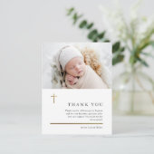 モダンミニマル金ゴールドクロス写真バプテスマ ポストカード (スタンド正面)