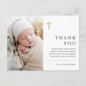 モダンミニマル金ゴールドクロス写真バプテスマ ポストカード (正面)