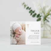 モダンミニマル金ゴールドクロス写真バプテスマ ポストカード (スタンド正面)