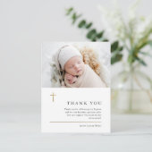 モダンミニマル金ゴールドクロス写真バプテスマ ポストカード (スタンド正面)