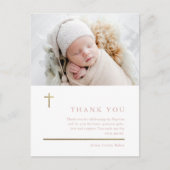 モダンミニマル金ゴールドクロス写真バプテスマ ポストカード (正面)