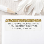 モダンミニマル金ゴールドグリッター差出人住所ラベル ラベル (インサイチュ)