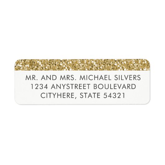 モダンミニマル金ゴールドグリッター差出人住所ラベル ラベル (正面)