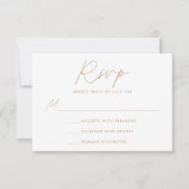 モダンミニマル金ゴールドス結婚クリプト 出欠カード (正面)