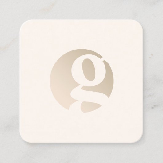 モダンミニマル金ゴールドベージュモノグラム   スクエア名刺 (正面)