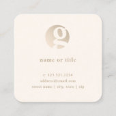 モダンミニマル金ゴールドベージュモノグラム   スクエア名刺 (裏面)