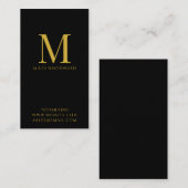 モダンミニマル金ゴールドモノグラム黒縦線 名刺 (正面/裏面)