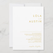 モダンミニマル金ゴールド伝統的結婚フォント 招待状 (正面)