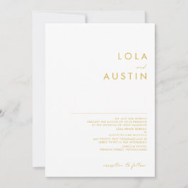 モダンミニマル金ゴールド伝統的結婚フォント 招待状