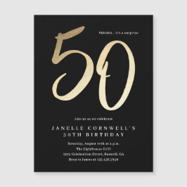 モダンミニマル金ゴールド型50誕生日 マグネット招待状