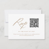 モダンミニマル金ゴールド書結婚のQRコード 出欠カード (正面)