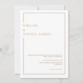 モダンミニマル金ゴールド枠イスラム結婚教徒 招待状 (正面)