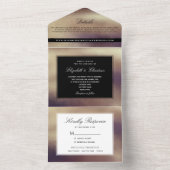 モダンミニマル金ゴールド結婚と黒 オールインワン招待状 (内側)