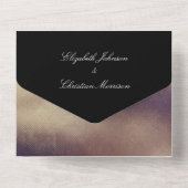 モダンミニマル金ゴールド結婚と黒 オールインワン招待状 (裏面)