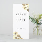 モダンミニマル金ゴールド結婚リーフ式プログラム (スタンド正面)