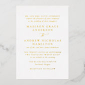 モダンミニマル金ゴールド結婚書 箔招待状 (正面)