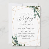 モダンミニマル金ゴールド結婚 招待状 (正面)