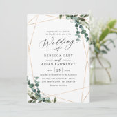 モダンミニマル金ゴールド結婚 招待状 (スタンド正面)