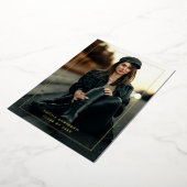 モダンミニマル金ゴールド縁ど枠卒業 箔招待状 (回転した状態)