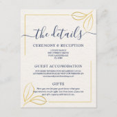 モダンミニマル金ゴールド葉と青タイポグラフィ エンクロージャーカード (正面)