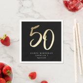 モダンミニマル金ゴールド50歳の誕生日パーティー スタンダードカクテルナプキン (インサイチュ)