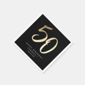 モダンミニマル金ゴールド50歳の誕生日パーティー スタンダードカクテルナプキン (角)