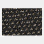 モダンミニマル金ゴールド50歳の誕生日パーティー ラッピングペーパーシート (正面2)