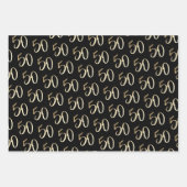 モダンミニマル金ゴールド50歳の誕生日パーティー ラッピングペーパーシート (正面)