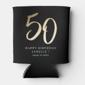 モダンミニマル金ゴールド50歳の誕生日パーティー 缶クーラー (正面)