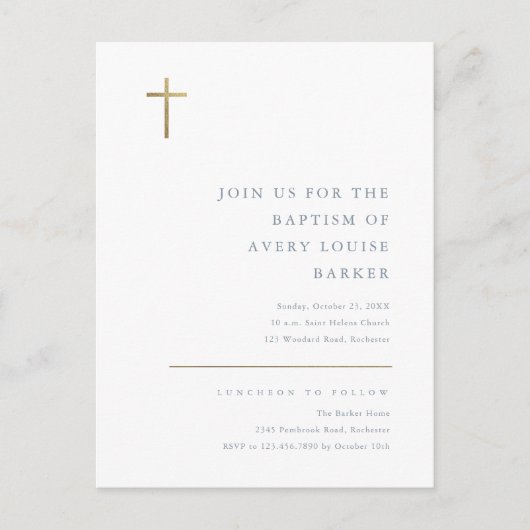 モダンミニマル金ゴールド インビテーションポストカード (正面)