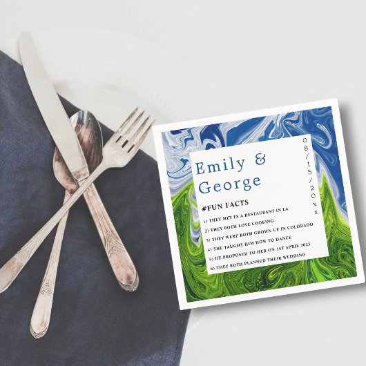 モダンミニマル青自然結婚抽象芸術 スタンダードカクテルナプキン