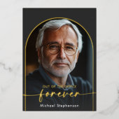 モダンミニマル黒の退職パーティー 箔招待状 (正面)