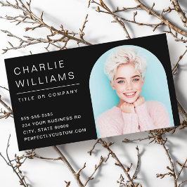 モダンミニマル黒アーチ写真枠 名刺