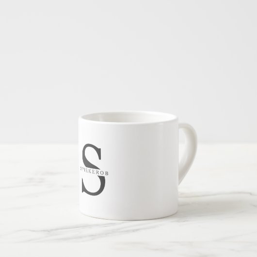 モダンミニマル黒パーソナライズされた名 エスプレッソカップ (正面右)