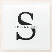 モダンミニマル黒パーソナライズされた名 ガラスコースター (正面)