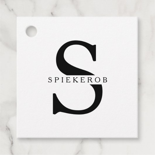 モダンミニマル黒パーソナライズされた名 フェイバータグ (正面)