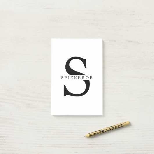 モダンミニマル黒パーソナライズされた名 ポストイット (デスク上)