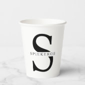 モダンミニマル黒パーソナライズされた名 紙コップ (裏面)