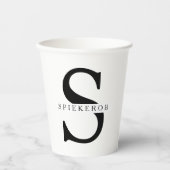 モダンミニマル黒パーソナライズされた名 紙コップ (正面)