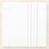 モダンミニマル黒灰色の赤線 ガラスコースター (裏面)