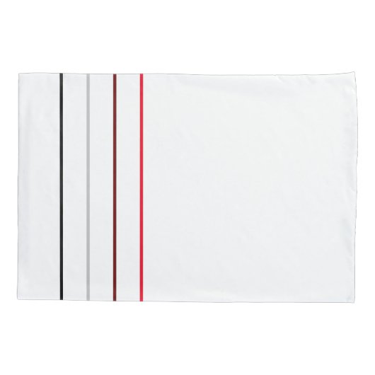 モダンミニマル黒灰色の赤線 枕カバー (裏面-左)