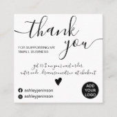 モダンミニマル黒白感謝してい順 スクエア名刺 (正面)