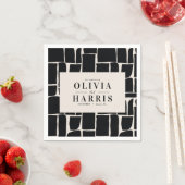 モダンミニマル黒白 スタンダードカクテルナプキン (インサイチュ)