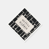 モダンミニマル黒白 スタンダードカクテルナプキン (角)