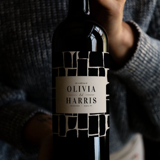 モダンミニマル黒白 ワインラベル